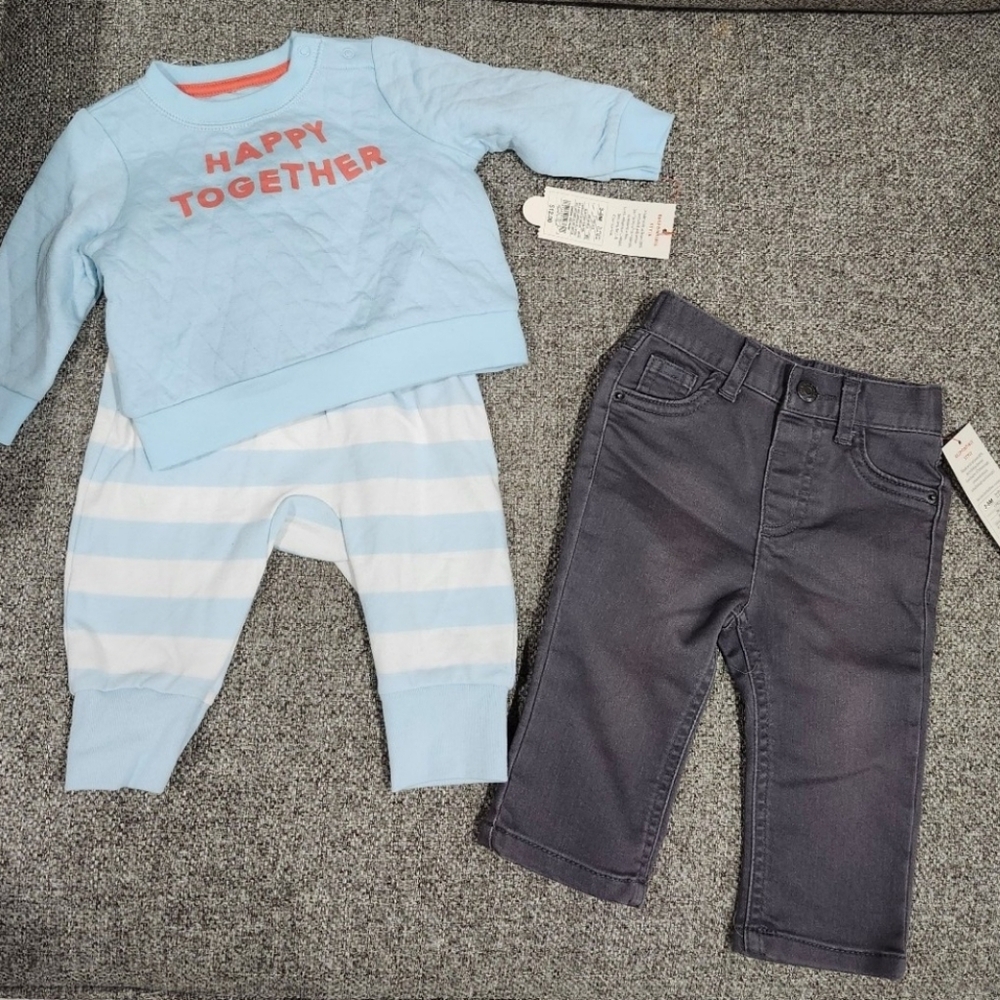 3 -6 Month Baby BOY Bundle Jeans & Sweats Set Cat & Jack